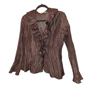 Nygard Collection Vintage Gothic Ruffle Button Down Whimsigoth Blouse Witchy